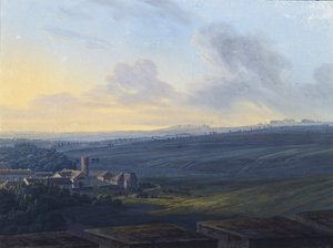 Vista de Tsarskoye Selo da Torre Branca, depois de 1826 de Vasily Andreyevich Zhukovsky