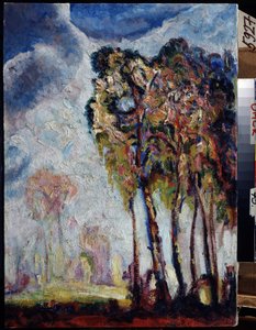 ""Paisagem com árvores"" Pintura de Vasily Ivanovich Denisov (1862-1921) 1914 Museu de Arte Regional M. Vrubel, Omsk de Vasily Ivanovich Denisov