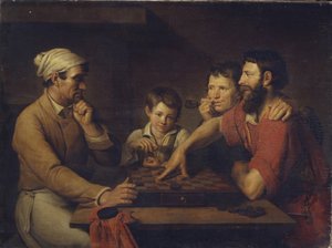 Um cozinheiro jogando damas com um zelador, 1824 de Vasily Ivanovich Gryaznov