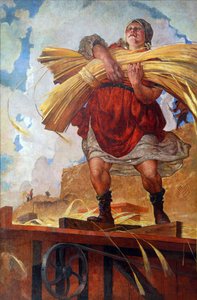 Agricultor colectivo par Kostyanitsyn, Vasily Nikolaevich (1881-1940). Óleo sobre tela de Vasily Nikolaevich Kostyanitsyn