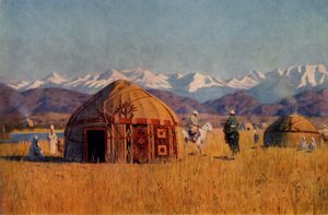Kirghiz yourta pelo rio Chu, 1869-1870, 1965.
