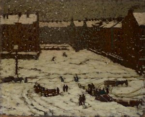 Subúrbio em tempo de neve de Václav Malý