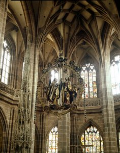 Anunciação Escultura suspensa por Veit Stoss (1455-1533) Igreja de São Lourenço, Nuremberga, Alemanha de Veit or Wit Stoss