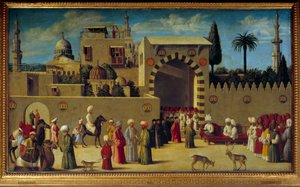 Audiência de uma embaixada veneziana em Damasco Pintura da escola veneziana do início do século XVI. Sol 1,75x2,01 m