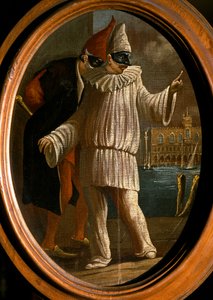 Pulcinella e Pantalone. Século XVIII (óleo) de Venetian School