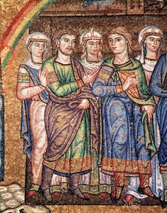 Vida de Noé, os filhos de Noé (detalhe em mosaico