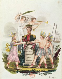 Imagem Popular Exaltando Bolívar, c.1840 de Venezuelan School