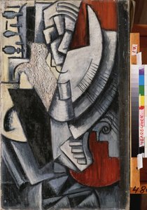 Retrato do artista Vladimir Tatlin (Tatline) (1885-1953) com uma Bandura (Bandoura) de Vera Yefremova Pestel
