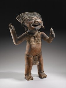 Efígie "Garoto Risonho", 600-900 DC (cerâmica com traços de tinta)