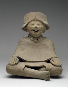 Mulher Sentada, 300-600 DC (louça de barro com vestígios de pigmento policromado)