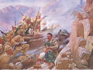 A invasão de Dargai, ilustração deCassells História da Inglaterra, de 1900