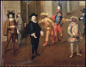 Comediantes italianos e franceses tocando em farsas, 1670 (detalhe) (ver também 155316) de Verio