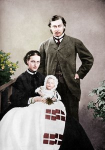 O príncipe e a princesa de Gales com o bebê príncipe Albert Victor, 1864 1910
