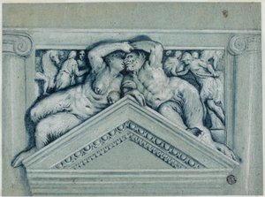 Overdoor com Satyr e Satyress de Veronese