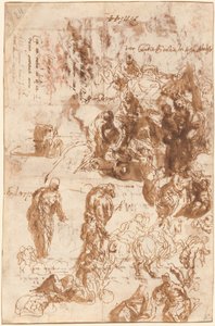 Estudos para Judite e Holofernes, David e Golias, The Finding of Moses, and Others [reto] de Veronese