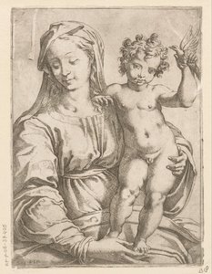 Maria com Criança e um pássaro