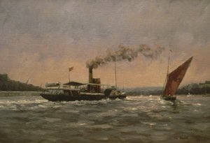 Past on the Medway (com um vapor de pás restaurado, Castelo de Kingswear) de Vic Trevett
