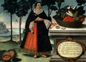 Mulher indiana em vestido completo (óleo sobre tela) de Vicente Alban