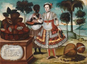 Mulher nobre com a sua escrava negra, c.1783 (óleo sobre tela) de Vicente Alban