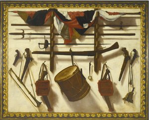 Trompe loeil com um suporte para armas de Vicente Victoria or Vitoria