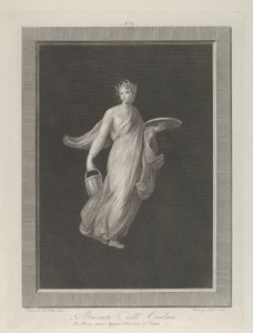 Uma bacante parcialmente nua segurando um disco na mão esquerda erguida e um balde na h..., ca. 1795-1820 de Vicenzo Feoli