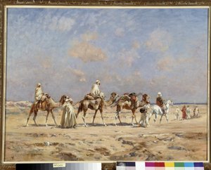Caravana no deserto Pintura de Pierre Victor Huguet (1835-1902) Menção obrigatória: Coleção fondation saudações de Provence, Marselha