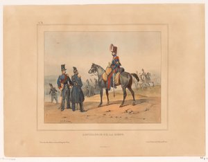 Artilharia da linha
Artillerie de la ligne (título sobre o objecto)
Militaire rangen en kostuums van het Franse leger em 1832 (título da série)
Colecção de trajes militares, exército francês 1832, representados em temas de género (título da série) de Victor Adam