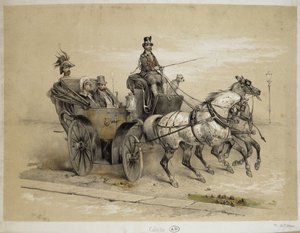 Caleche - Litografia de Adam, v.1840 de Victor Adam