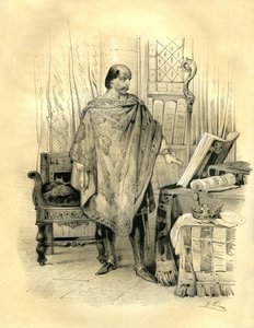 Carlos 2, o Calvo (823-877) Rei da Aquitânia (838), Rei da França Ocidental (840), Rei da Lorena e da Borgonha (869), Imperador do Ocidente (875). Gravura de Victor Adam (1801-1866) no livro "A França na Idade Média" publicado pela editora Ardant de Victor Adam