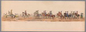 Concurso histórico no segundo centenário da Universidade de Utrecht, 1836 (placa 8)
Procissão do exército holandês a Ostende, a 3 de Julho de 1600, no dia seguinte à vitória em Nieuwpoort; de acordo com a representação fantasiada, dada por H H H Student de Victor Adam