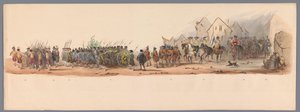 Concurso histórico por ocasião do segundo centenário da Universidade de Utrecht, 1836 (placa 10)
Procissão do exército holandês a Ostende, a 3 de Julho de 1600, no dia seguinte à vitória em Nieuwpoort; de acordo com a representação fantasiada, dada por H  de Victor Adam