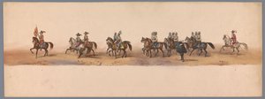 Procissão histórica no segundo centenário da Universidade de Ciências Aplicadas de Utrecht, 1836 (placa 2) Aproximação dos exércitos holandeses a Ostende, 3 de julho de 1600, um dia após a vitória em Nieuwpoort; de acordo com a representação fantasiada dad de Victor Adam