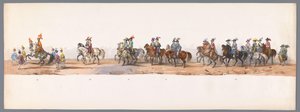 Concurso histórico no segundo centenário da Universidade de Utrecht, 1836 (placa 8)
Procissão do exército holandês a Ostende, a 3 de Julho de 1600, no dia seguinte à vitória em Nieuwpoort; de acordo com a representação fantasiada, dada por H H H Student de Victor Adam