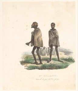 Vestuário dos habitantes do Rei George Sound (Austrália Ocidental)
Nlle. Hollande. Naturels du port du Roi Georges (título sobre o objecto)
Voyage de découvertes de l