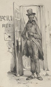 Homem de pé em uma porta, meados do século 19. de Victor Adam