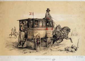 Paris omnibus car - Litografia de Adam, ca. 1840 de Victor Adam