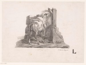 Estudo de um cavalo num estábulo de Victor Adam