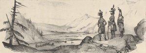 Três soldados numa paisagem, meados do século XIX. de Victor Adam