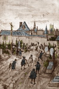 Jansenista convulsionário (ou São Medardo) (Obras de convulsões) no século XVIII: "os doentes e enfermos vão ao cemitério de São-Medardo (onde está o túmulo do diácono François Paris) para serem milagrosamente guerrilheiros" (Práticas convulsivas (Convulsi