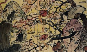 Esboço para a encadernação de um livro sobre Arte Japonesa (aguarela sobre papel)