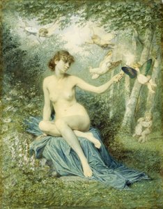Ninfa levando o amor embora com uma tocha de Victor Florence Pollet