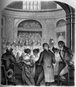 Recepção da Abbe Jean Sibrake (Jean-Sibrakes) (Siffrein) Maury (1746-1817) na Academia Francaise em 1785 - Gravação por Franck de Victor Franck
