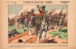 Carga dos Cinzas Escoceses Reais na Batalha de Waterloo, c.1920