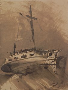 Um navio em Choppy Seas, 1864 (caneta e tinta no papel)