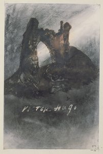 Ruínas de Groz-Nez, Jersey ou The Arch (lápis, nanquim e sépia sobre papel) de Victor Hugo