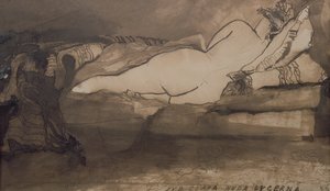 Sleeping Nude (caneta e tinta no papel)