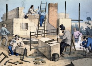 Construção de uma casa, c.1860 (litografia)