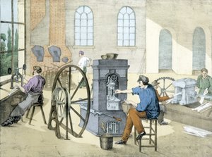Loja de Moedas (cunhagem de moedas), litho de Janson. Século XIX.