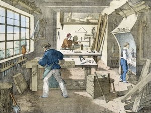 O carpinteiro, Litho de Janson. Século XIX.