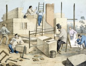 O macon, o alfaiate e o serrador de pedra. O Janson Litho. Século XIX.